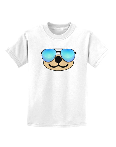 Kyu-T Face - Beartholomew Cool Sunglasses Childrens T-Shirt-Childrens T-Shirt-TooLoud-White-X-Small-Davson Sales