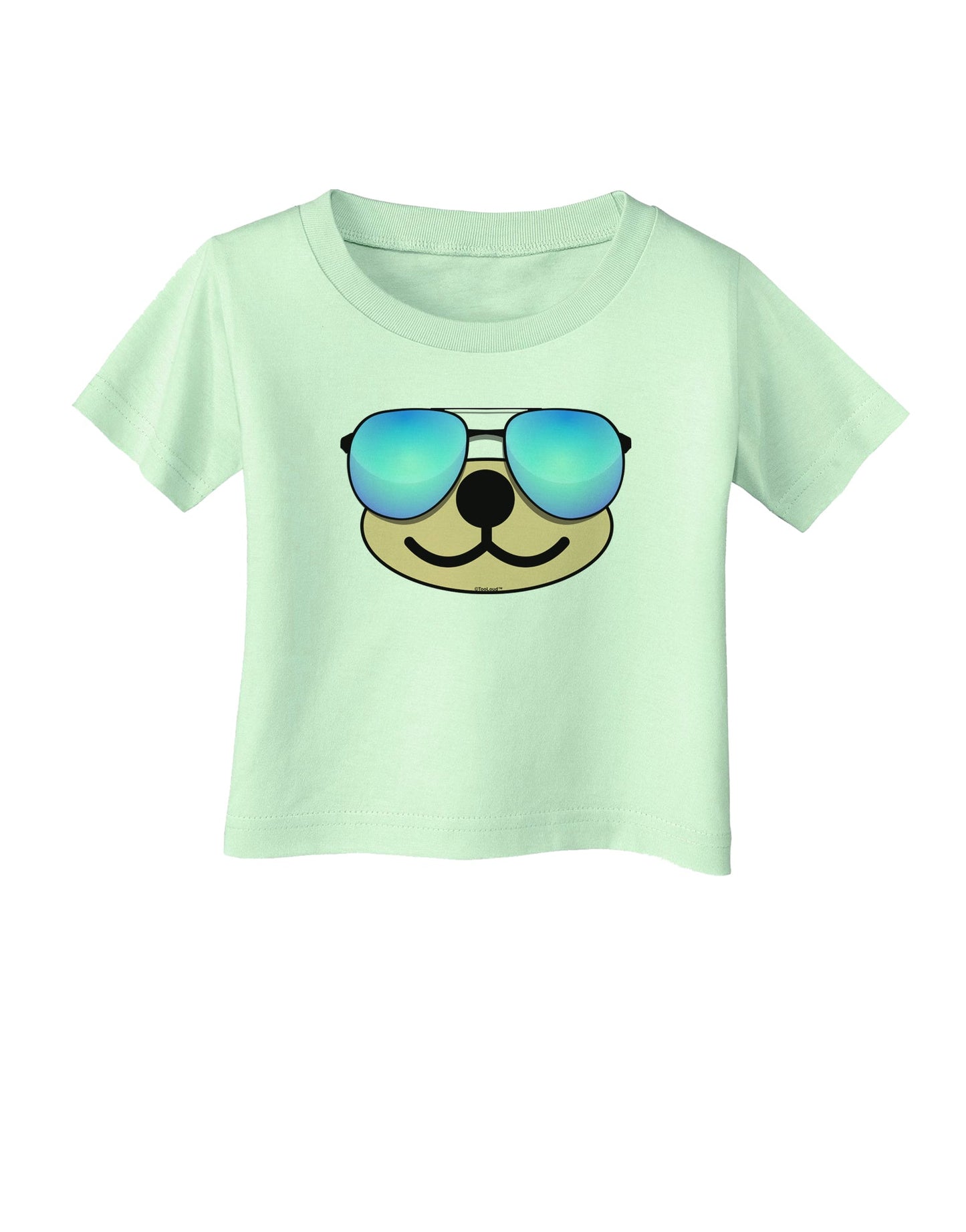Kyu-T Face - Beartholomew Cool Sunglasses Infant T-Shirt-Infant T-Shirt-TooLoud-Light-Green-06-Months-Davson Sales