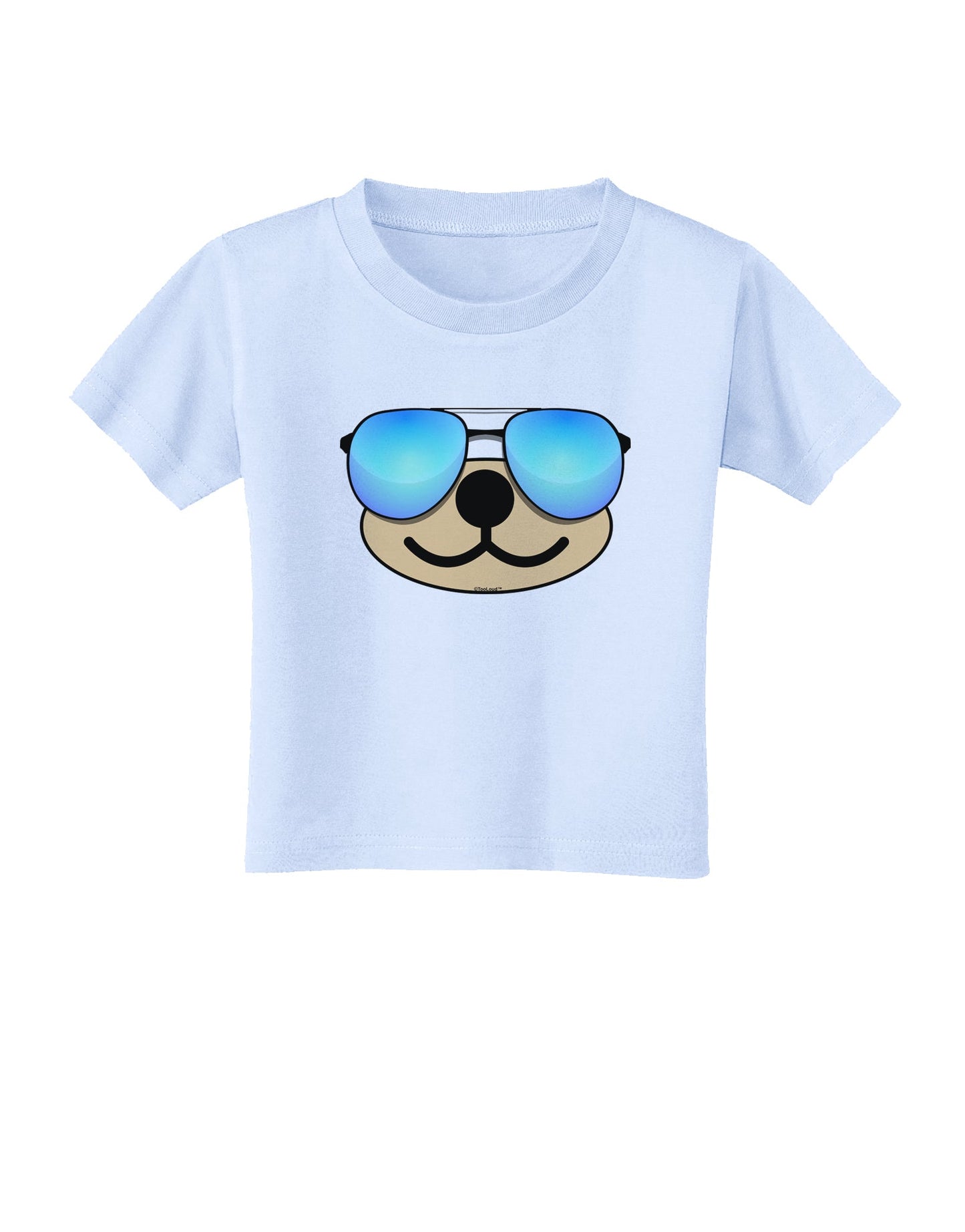 Kyu-T Face - Beartholomew Cool Sunglasses Toddler T-Shirt-Toddler T-Shirt-TooLoud-Light-Blue-2T-Davson Sales