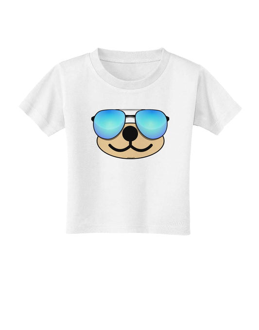Kyu-T Face - Beartholomew Cool Sunglasses Toddler T-Shirt-Toddler T-Shirt-TooLoud-White-2T-Davson Sales