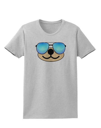 Kyu-T Face - Beartholomew Cool Sunglasses Womens T-Shirt-Womens T-Shirt-TooLoud-AshGray-X-Small-Davson Sales