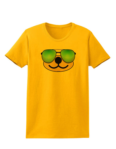 Kyu-T Face - Beartholomew Cool Sunglasses Womens T-Shirt-Womens T-Shirt-TooLoud-Gold-X-Small-Davson Sales