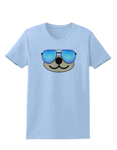 Kyu-T Face - Beartholomew Cool Sunglasses Womens T-Shirt-Womens T-Shirt-TooLoud-Light-Blue-X-Small-Davson Sales