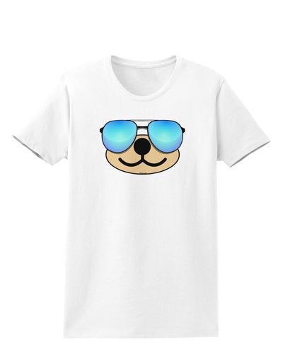 Kyu-T Face - Beartholomew Cool Sunglasses Womens T-Shirt-Womens T-Shirt-TooLoud-White-X-Small-Davson Sales