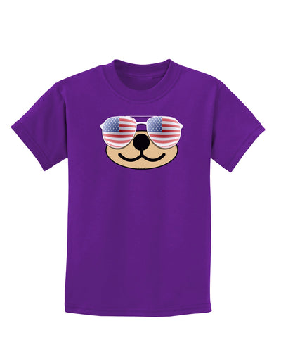 Kyu-T Face - Beartholomew Patriotic Sunglasses Childrens Dark T-Shirt-Childrens T-Shirt-TooLoud-Purple-X-Small-Davson Sales