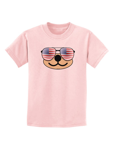 Kyu-T Face - Beartholomew Patriotic Sunglasses Childrens T-Shirt-Childrens T-Shirt-TooLoud-PalePink-X-Small-Davson Sales