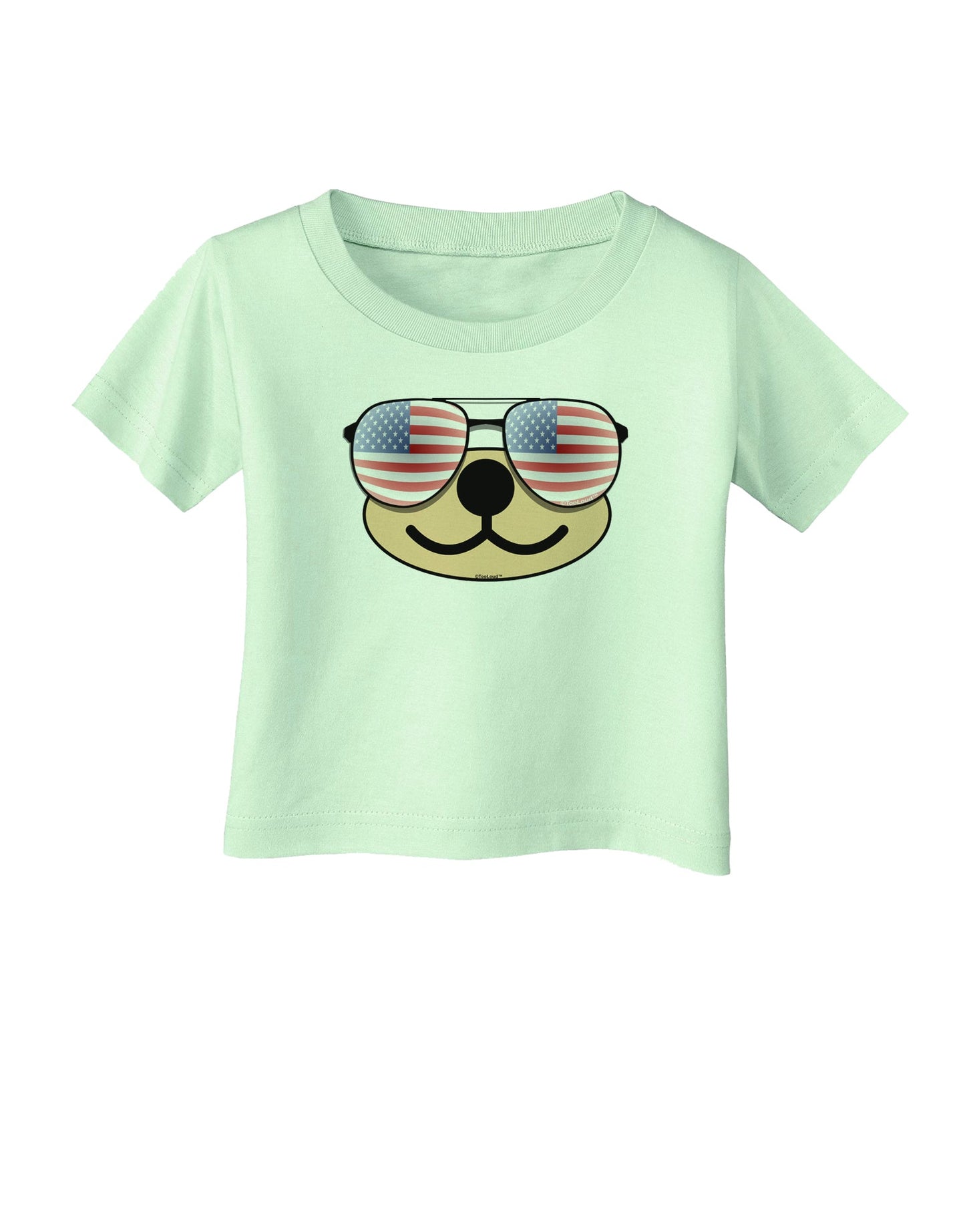 Kyu-T Face - Beartholomew Patriotic Sunglasses Infant T-Shirt-Infant T-Shirt-TooLoud-Light-Green-06-Months-Davson Sales