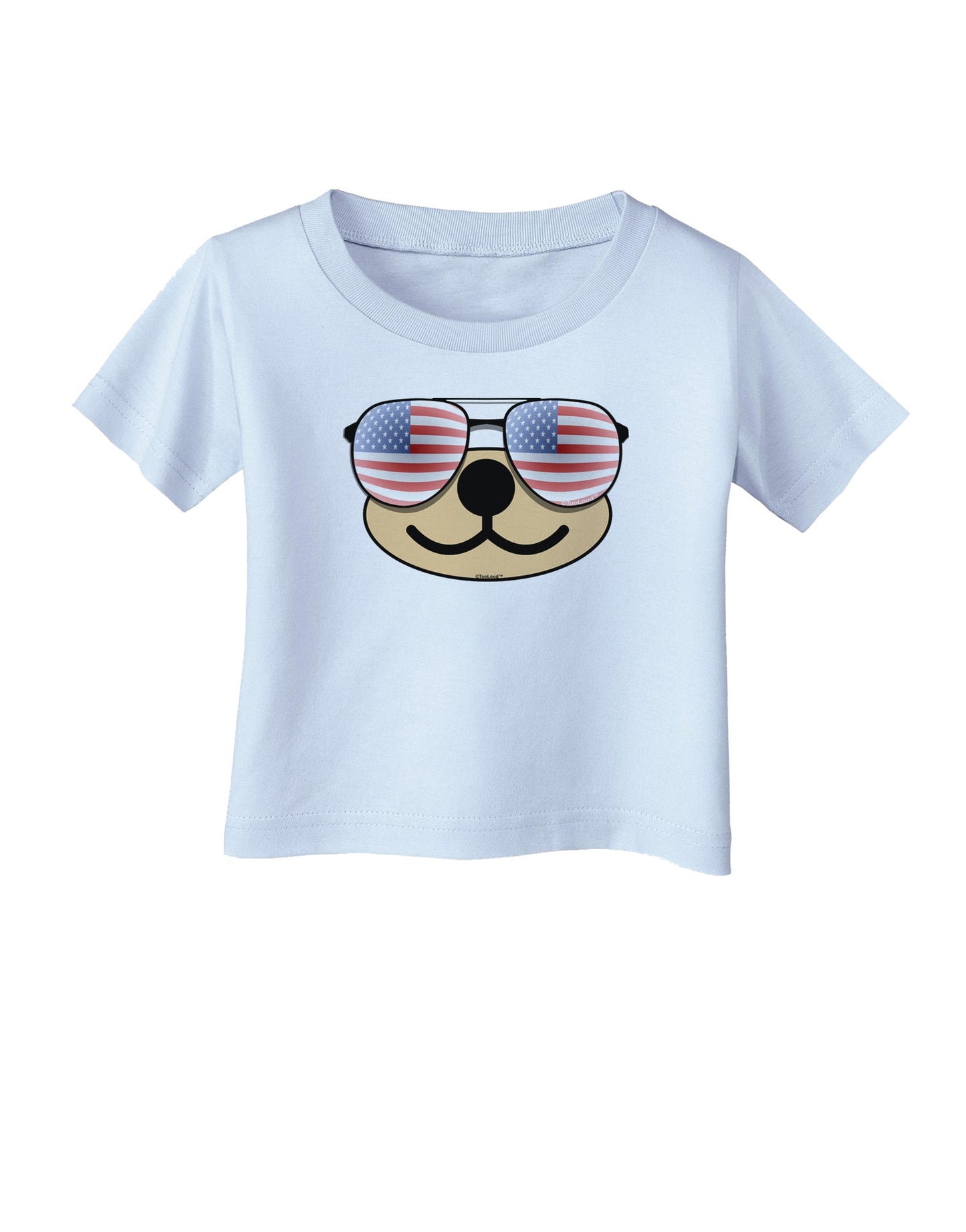 Kyu-T Face - Beartholomew Patriotic Sunglasses Infant T-Shirt-Infant T-Shirt-TooLoud-Light-Blue-06-Months-Davson Sales