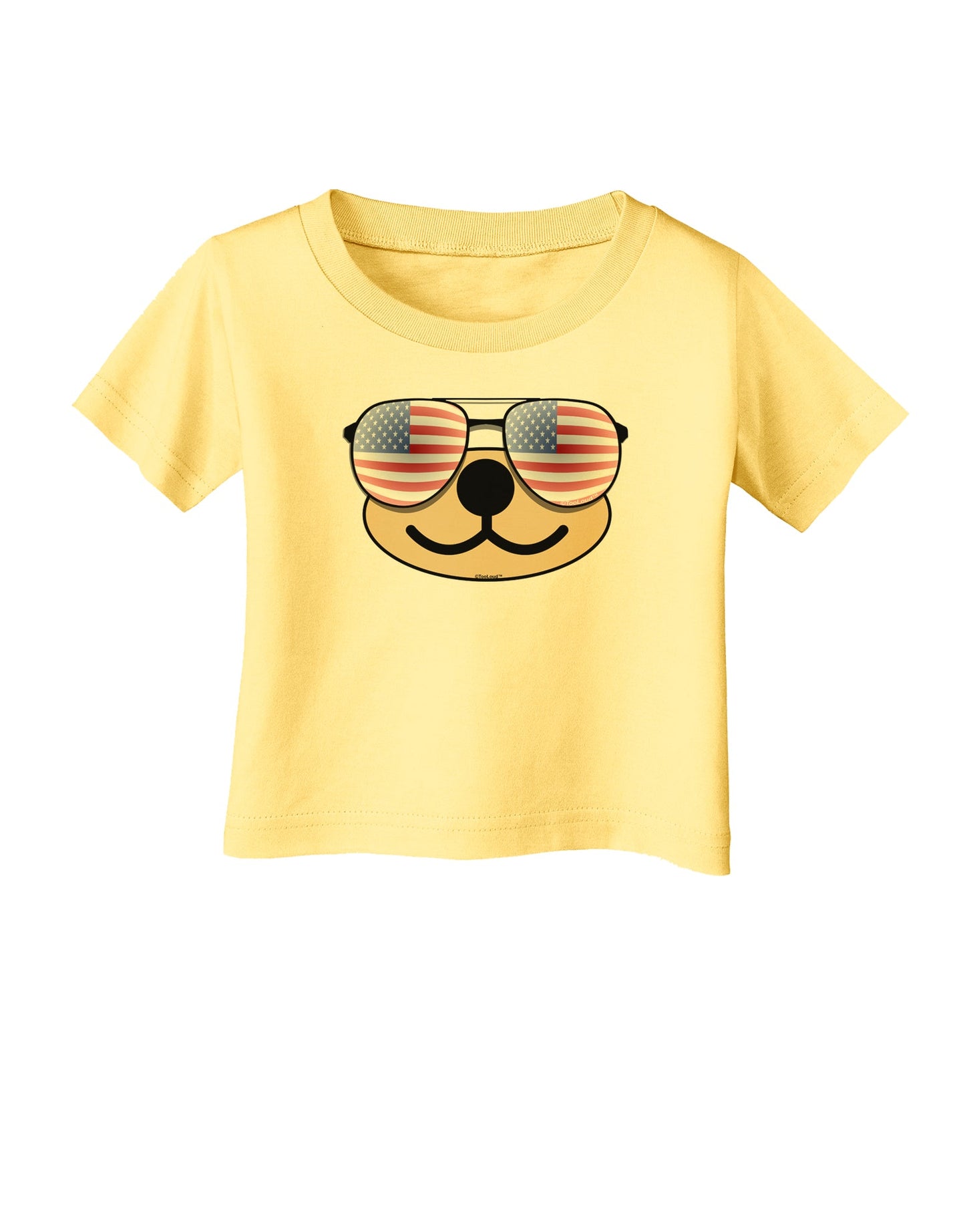 Kyu-T Face - Beartholomew Patriotic Sunglasses Infant T-Shirt-Infant T-Shirt-TooLoud-Daffodil-Yellow-06-Months-Davson Sales