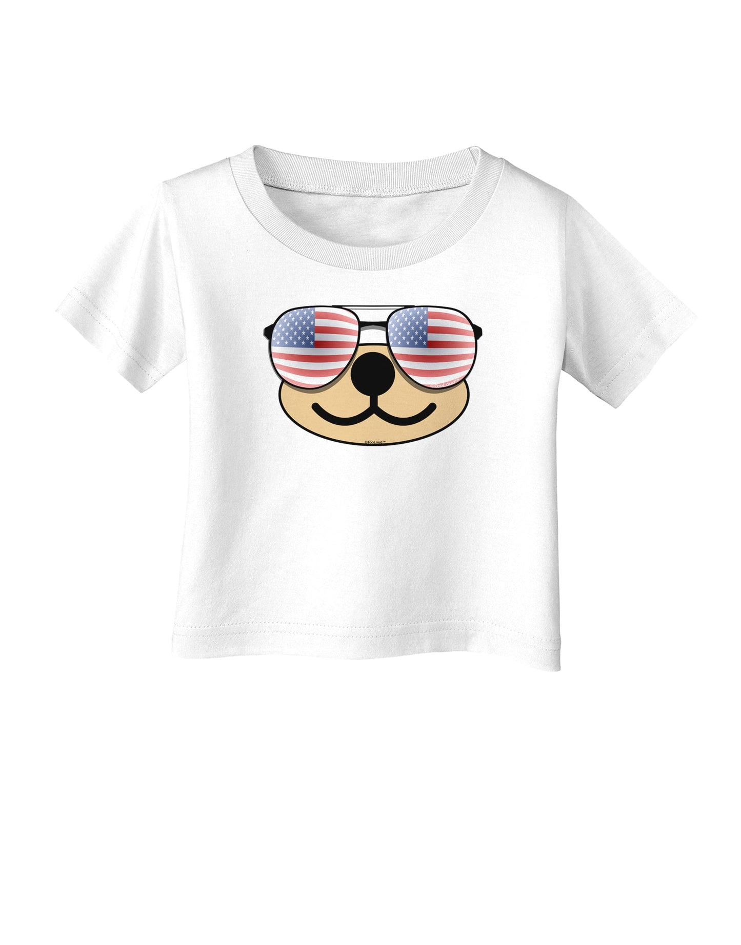 Kyu-T Face - Beartholomew Patriotic Sunglasses Infant T-Shirt-Infant T-Shirt-TooLoud-White-06-Months-Davson Sales
