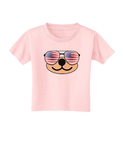 Kyu-T Face - Beartholomew Patriotic Sunglasses Toddler T-Shirt-Toddler T-Shirt-TooLoud-Light-Pink-2T-Davson Sales