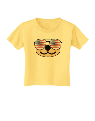 Kyu-T Face - Beartholomew Patriotic Sunglasses Toddler T-Shirt-Toddler T-Shirt-TooLoud-Daffodil-Yellow-2T-Davson Sales