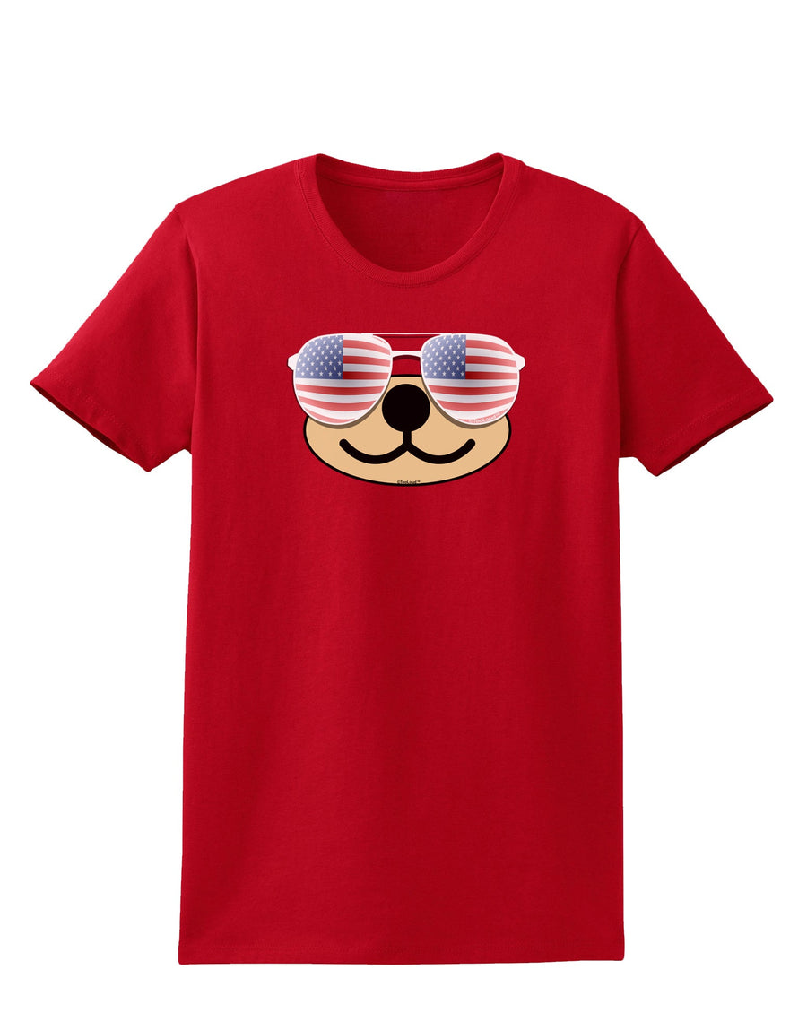 Kyu-T Face - Beartholomew Patriotic Sunglasses Womens Dark T-Shirt-TooLoud-Black-X-Small-Davson Sales