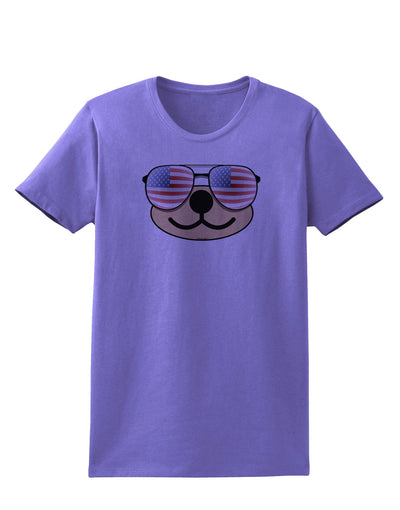 Kyu-T Face - Beartholomew Patriotic Sunglasses Womens T-Shirt-Womens T-Shirt-TooLoud-Violet-X-Small-Davson Sales