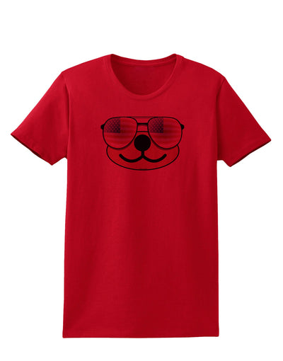 Kyu-T Face - Beartholomew Patriotic Sunglasses Womens T-Shirt-Womens T-Shirt-TooLoud-Red-X-Small-Davson Sales