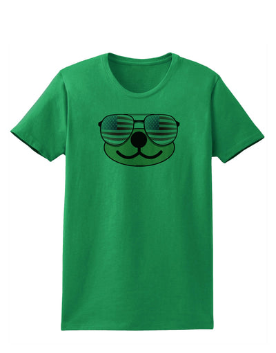 Kyu-T Face - Beartholomew Patriotic Sunglasses Womens T-Shirt-Womens T-Shirt-TooLoud-Kelly-Green-X-Small-Davson Sales