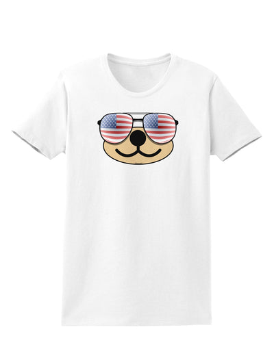Kyu-T Face - Beartholomew Patriotic Sunglasses Womens T-Shirt-Womens T-Shirt-TooLoud-White-X-Small-Davson Sales