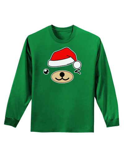 Kyu-T Face Beartholomew Santa Boy Bear Adult Long Sleeve Dark T-Shirt-TooLoud-Kelly-Green-Small-Davson Sales