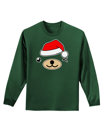 Kyu-T Face Beartholomew Santa Boy Bear Adult Long Sleeve Dark T-Shirt-TooLoud-Dark-Green-Small-Davson Sales