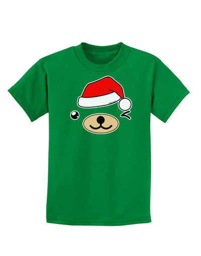 Kyu-T Face Beartholomew Santa Boy Bear Childrens Dark T-Shirt-Childrens T-Shirt-TooLoud-Kelly-Green-X-Small-Davson Sales