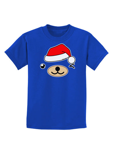 Kyu-T Face Beartholomew Santa Boy Bear Childrens Dark T-Shirt-Childrens T-Shirt-TooLoud-Royal-Blue-X-Small-Davson Sales