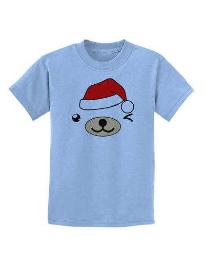 Kyu-T Face Beartholomew Santa Boy Bear Childrens T-Shirt-Childrens T-Shirt-TooLoud-Light-Blue-X-Small-Davson Sales