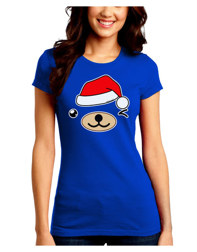 Kyu-T Face Beartholomew Santa Boy Bear Juniors Crew Dark T-Shirt-T-Shirts Juniors Tops-TooLoud-Royal-Blue-Juniors Fitted Small-Davson Sales