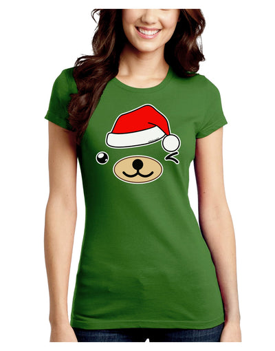 Kyu-T Face Beartholomew Santa Boy Bear Juniors Crew Dark T-Shirt-T-Shirts Juniors Tops-TooLoud-Kiwi-Green-Juniors Fitted Small-Davson Sales