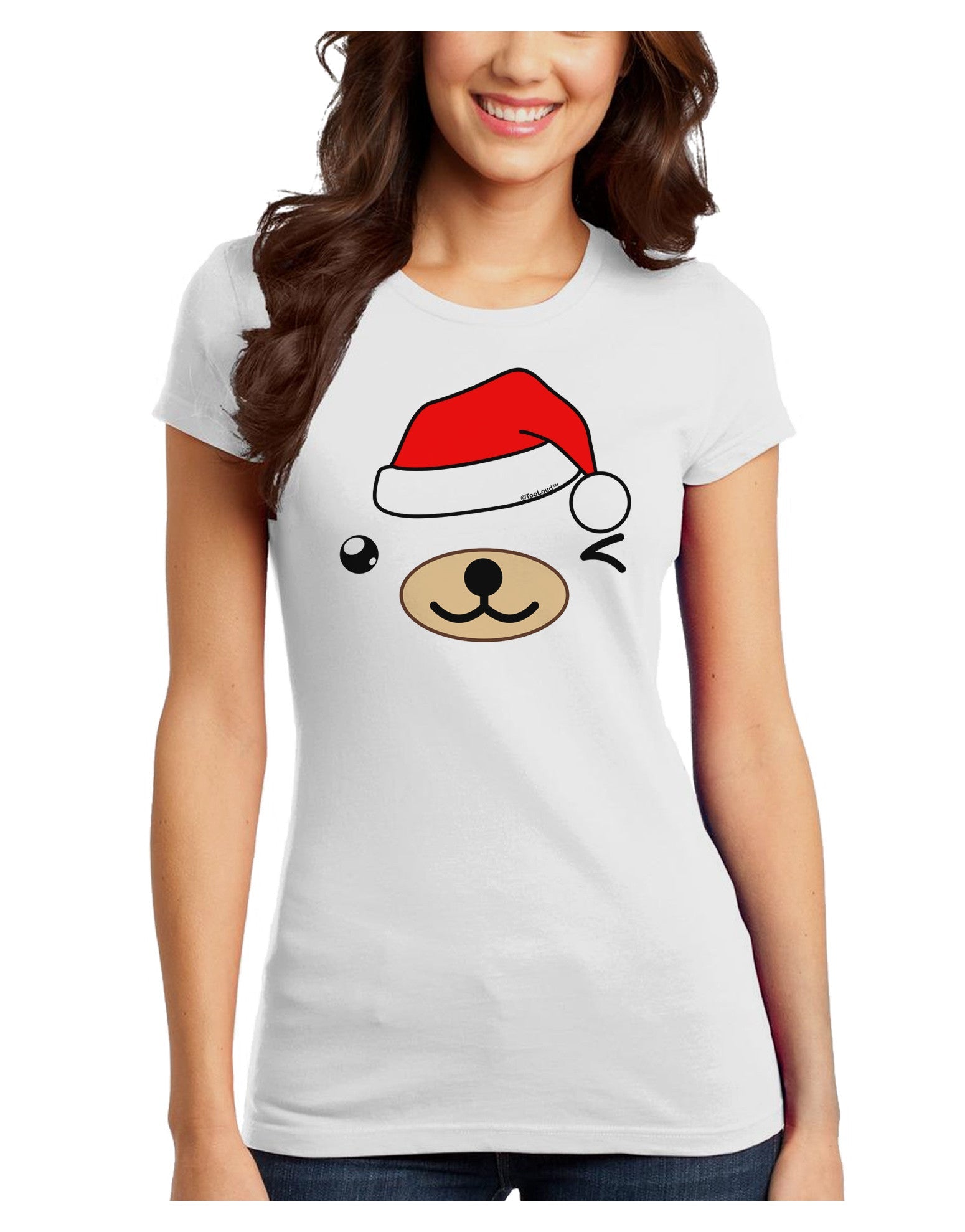 Kyu-T Face Beartholomew Santa Boy Bear Juniors T-Shirt-Womens Juniors T-Shirt-TooLoud-White-Juniors Fitted X-Small-Davson Sales