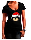 Kyu-T Face Beartholomew Santa Boy Bear Juniors V-Neck Dark T-Shirt-Womens V-Neck T-Shirts-TooLoud-Black-Juniors Fitted Small-Davson Sales