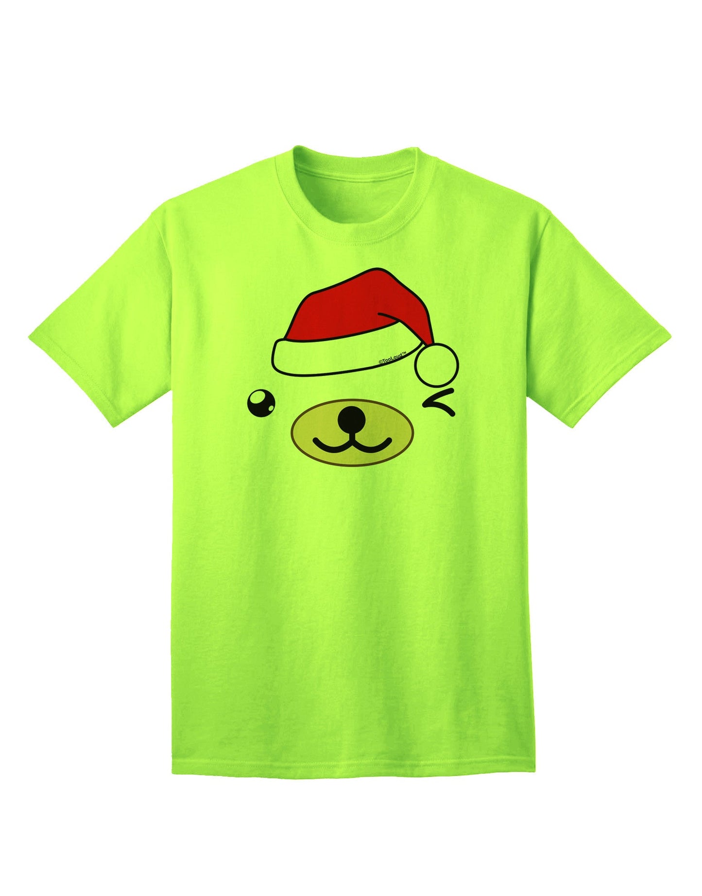 Kyu-T Face Beartholomew Santa Boy Bear - Premium Adult T-Shirt for Festive Season-Mens T-shirts-TooLoud-Neon-Green-Small-Davson Sales