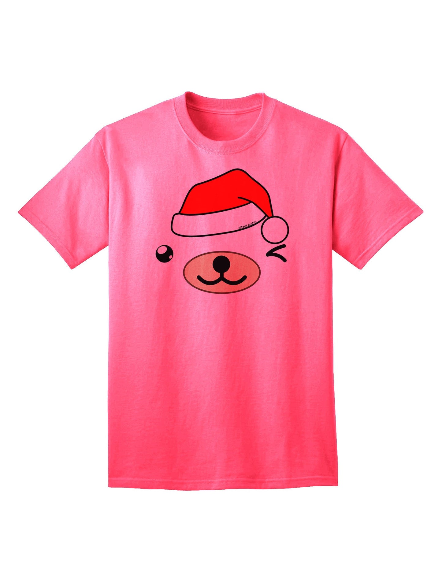 Kyu-T Face Beartholomew Santa Boy Bear - Premium Adult T-Shirt for Festive Season-Mens T-shirts-TooLoud-Neon-Pink-Small-Davson Sales