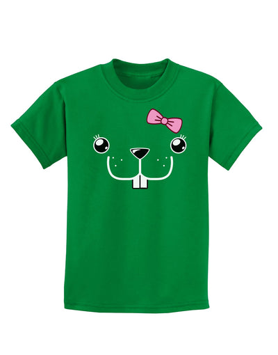 Kyu-T Face - Bucklette Cute Girl Beaver Childrens Dark T-Shirt-Childrens T-Shirt-TooLoud-Kelly-Green-X-Small-Davson Sales