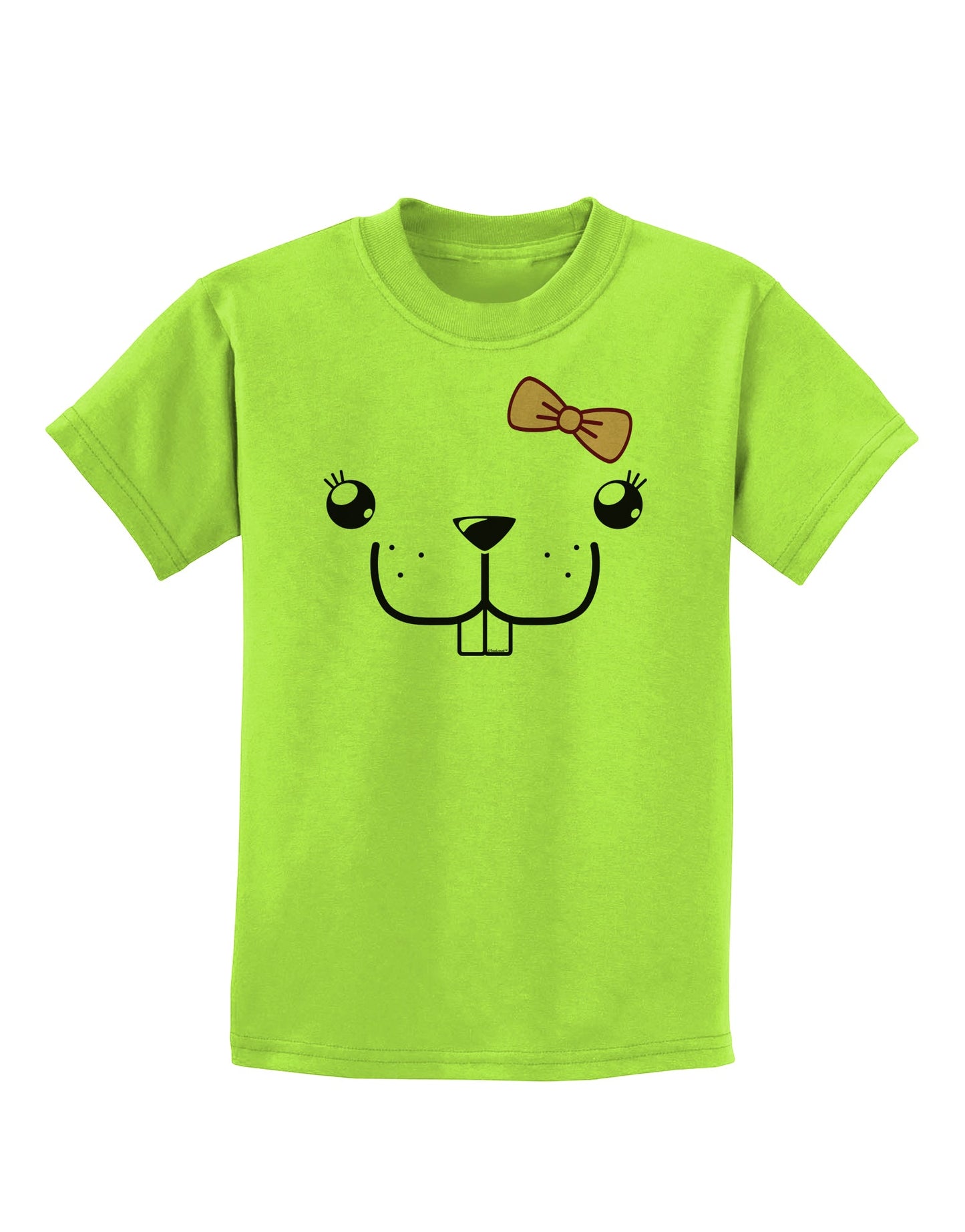 Kyu-T Face - Bucklette Cute Girl Beaver Childrens T-Shirt-Childrens T-Shirt-TooLoud-Lime-Green-X-Small-Davson Sales