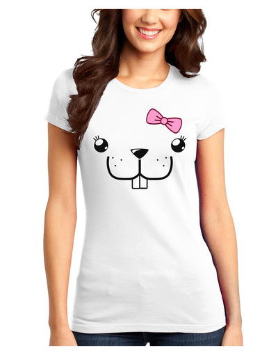 Kyu-T Face - Bucklette Cute Girl Beaver Juniors T-Shirt-Womens Juniors T-Shirt-TooLoud-White-Juniors Fitted XS-Davson Sales