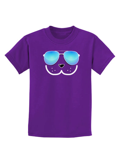 Kyu-T Face - Dewy Cool Sunglasses Childrens Dark T-Shirt-Childrens T-Shirt-TooLoud-Purple-X-Small-Davson Sales