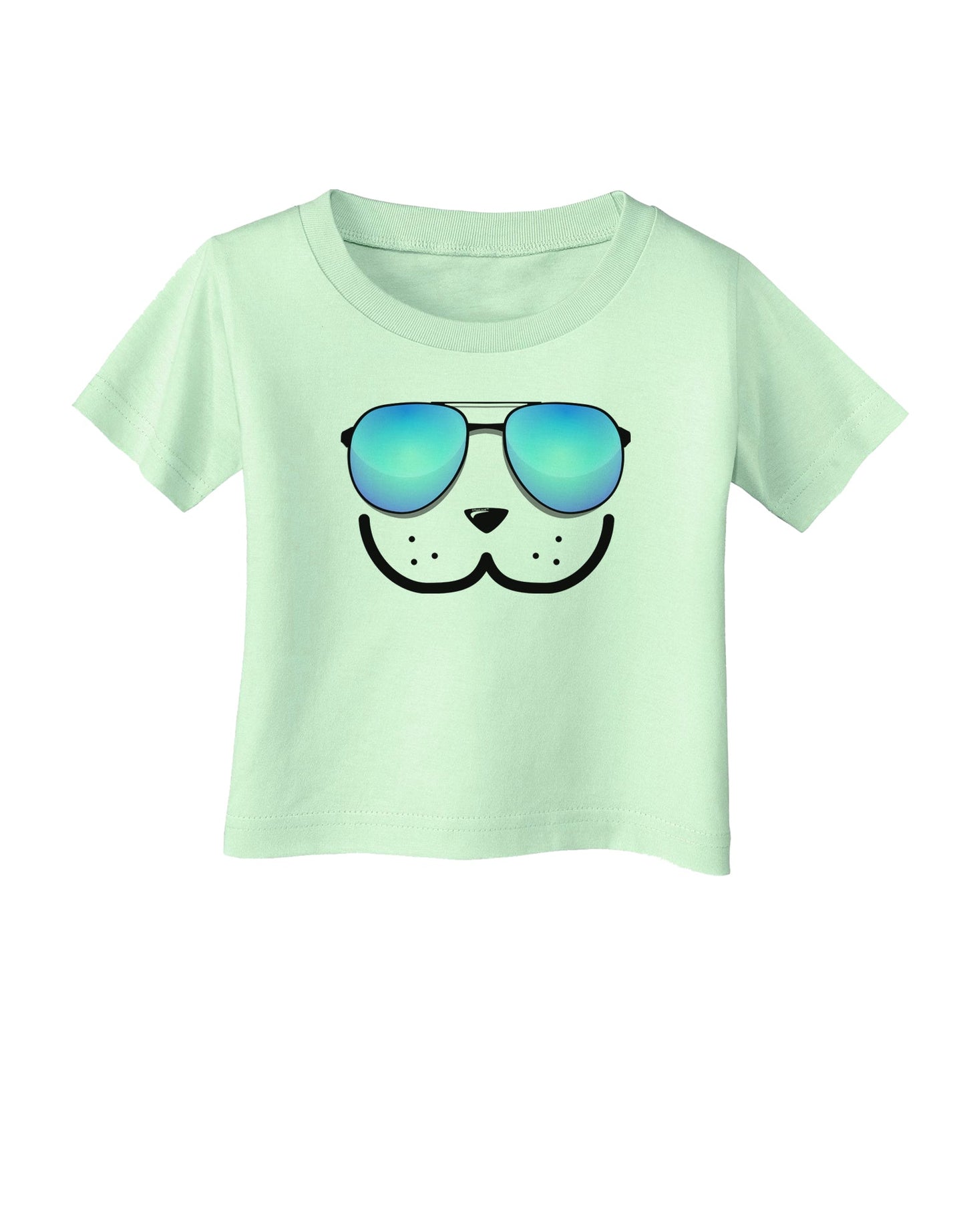 Kyu-T Face - Dewy Cool Sunglasses Infant T-Shirt-Infant T-Shirt-TooLoud-Light-Green-06-Months-Davson Sales