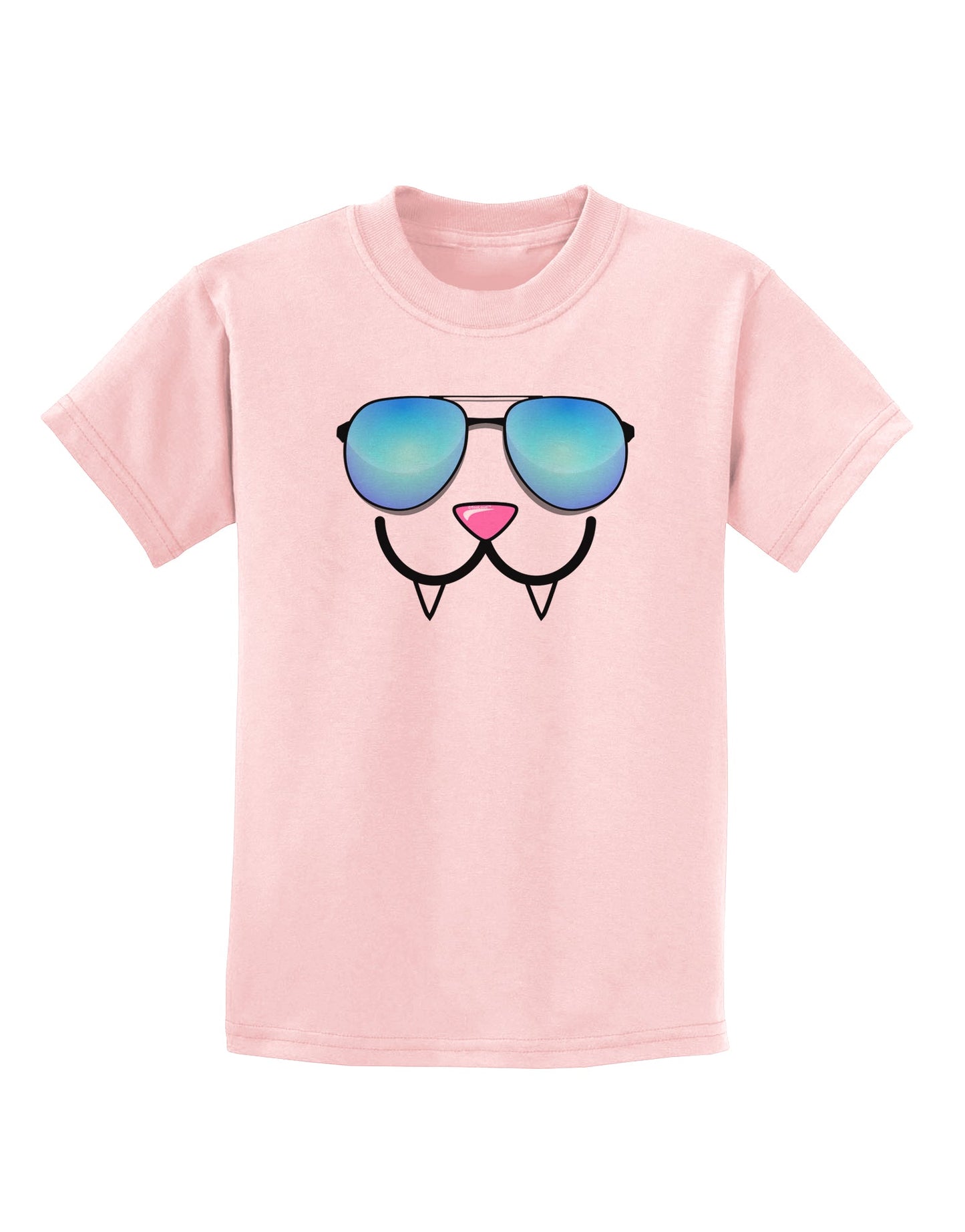 Kyu-T Face - Fangs Cool Sunglasses Childrens T-Shirt-Childrens T-Shirt-TooLoud-PalePink-X-Small-Davson Sales
