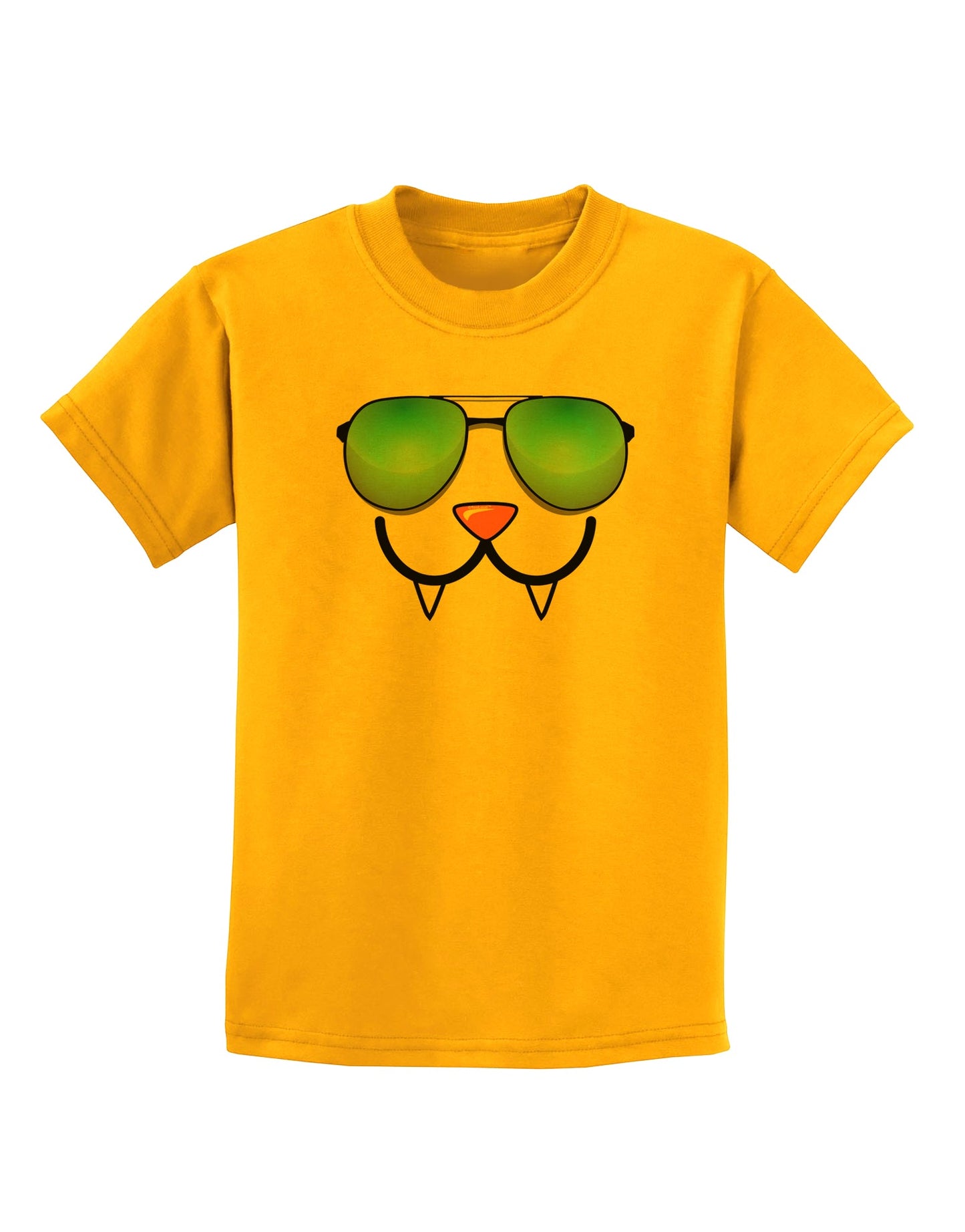 Kyu-T Face - Fangs Cool Sunglasses Childrens T-Shirt-Childrens T-Shirt-TooLoud-Gold-X-Small-Davson Sales