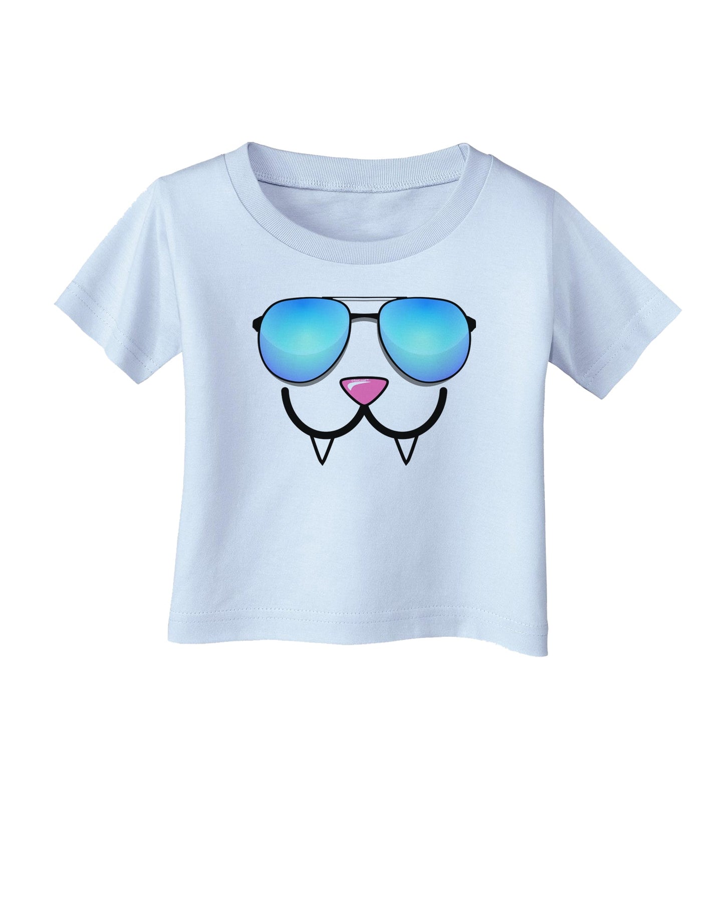 Kyu-T Face - Fangs Cool Sunglasses Infant T-Shirt-Infant T-Shirt-TooLoud-Light-Blue-06-Months-Davson Sales
