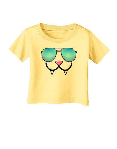Kyu-T Face - Fangs Cool Sunglasses Infant T-Shirt-Infant T-Shirt-TooLoud-Daffodil-Yellow-06-Months-Davson Sales