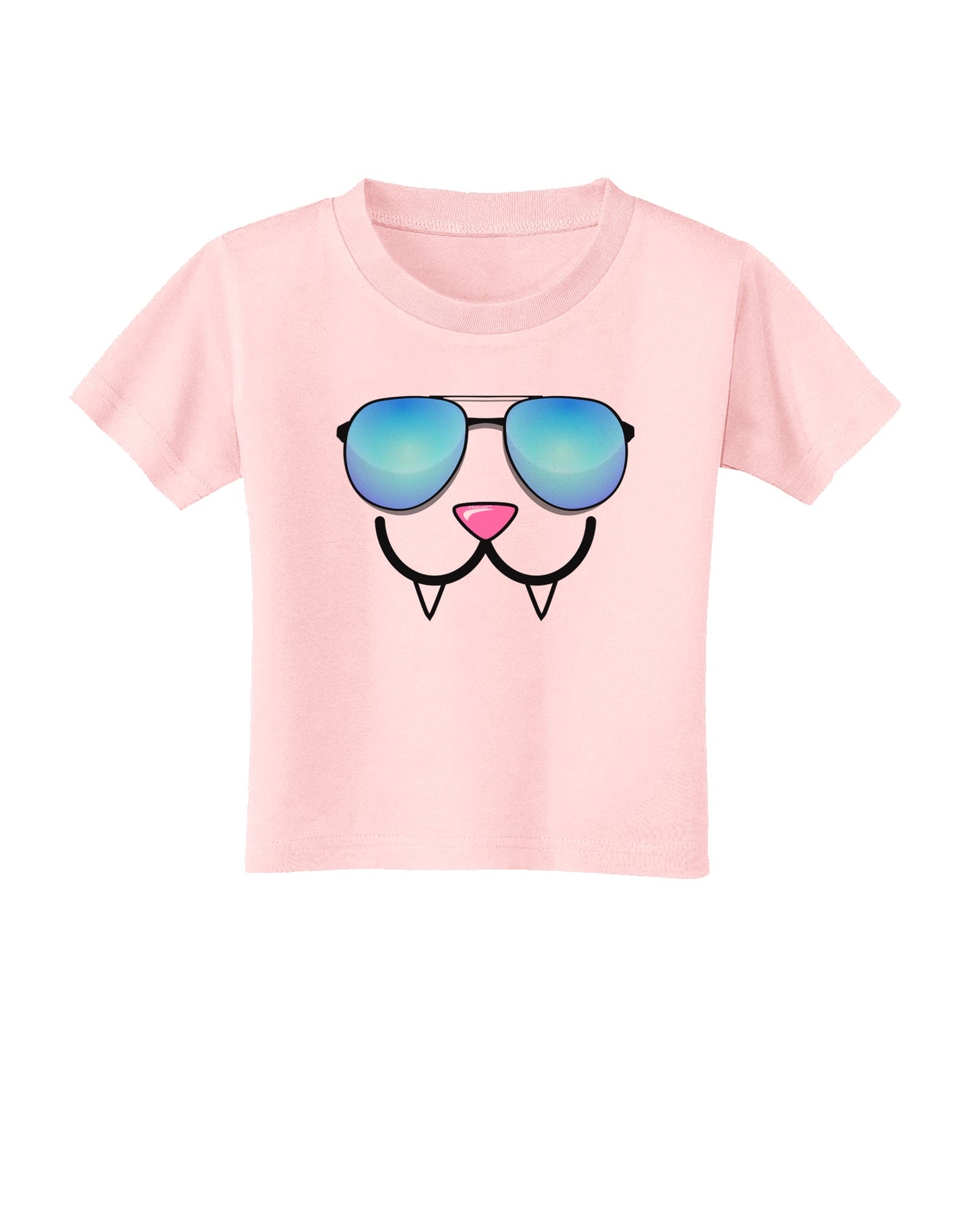 Kyu-T Face - Fangs Cool Sunglasses Toddler T-Shirt-Toddler T-Shirt-TooLoud-Light-Pink-2T-Davson Sales