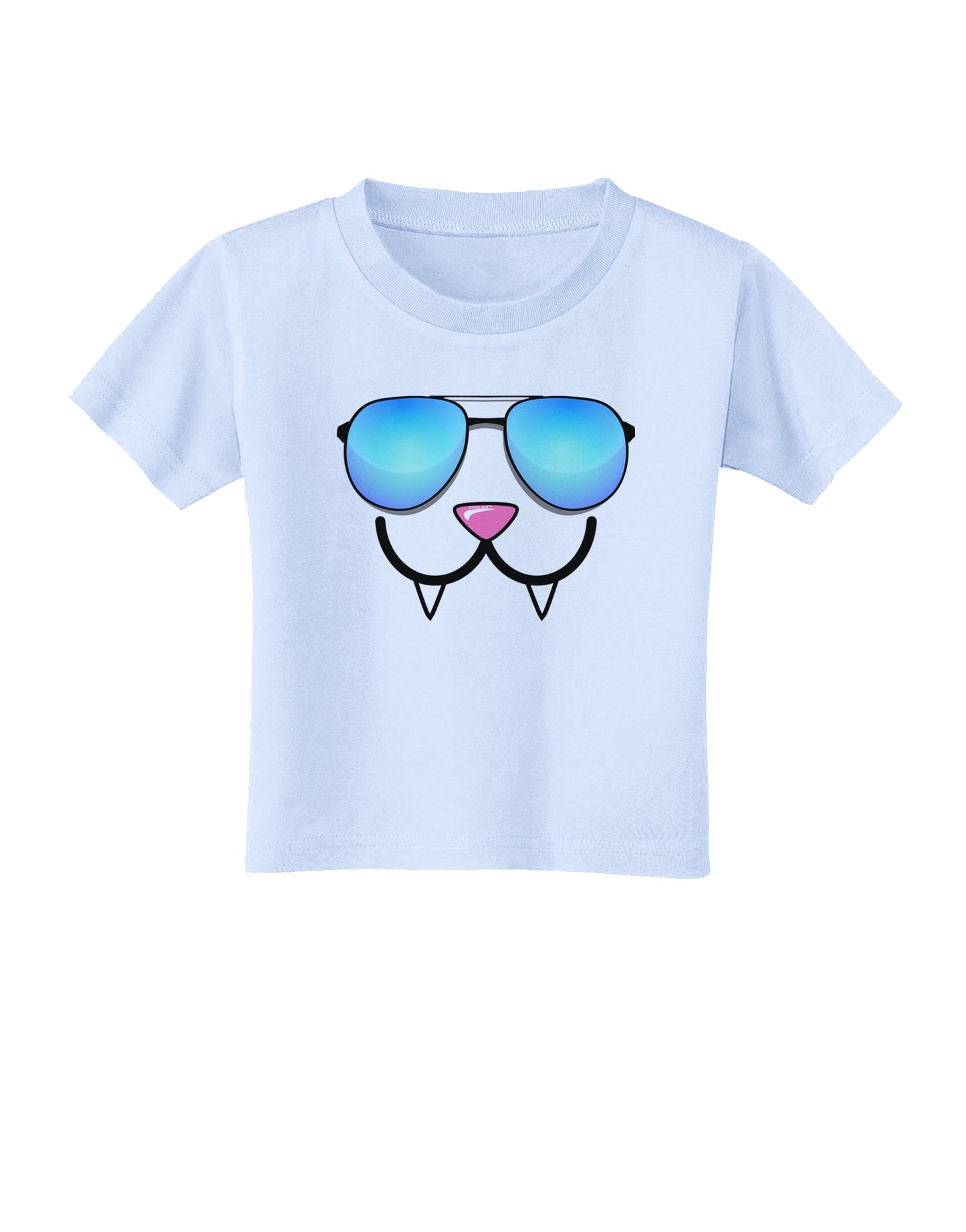 Kyu-T Face - Fangs Cool Sunglasses Toddler T-Shirt-Toddler T-Shirt-TooLoud-Light-Blue-2T-Davson Sales