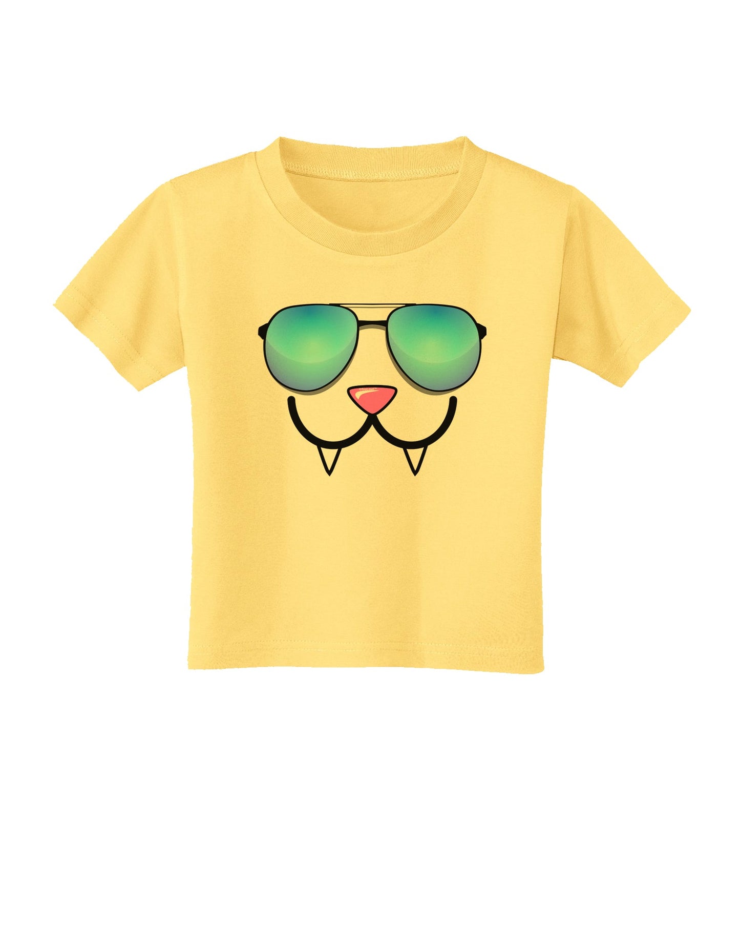 Kyu-T Face - Fangs Cool Sunglasses Toddler T-Shirt-Toddler T-Shirt-TooLoud-Daffodil-Yellow-2T-Davson Sales