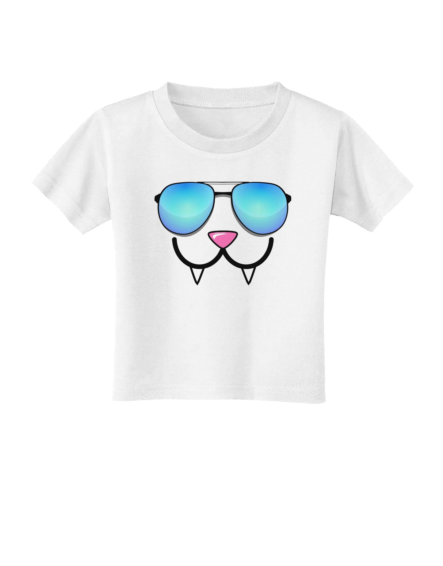 Kyu-T Face - Fangs Cool Sunglasses Toddler T-Shirt-Toddler T-Shirt-TooLoud-White-2T-Davson Sales