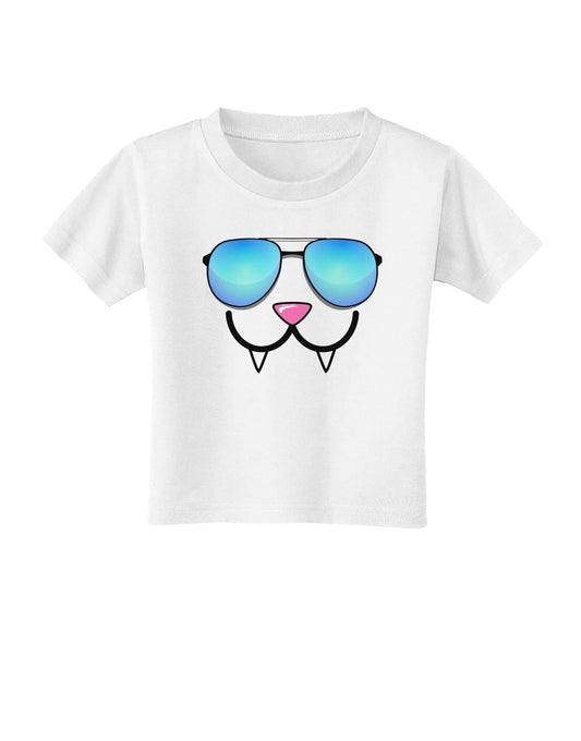 Kyu-T Face - Fangs Cool Sunglasses Toddler T-Shirt-Toddler T-Shirt-TooLoud-White-2T-Davson Sales