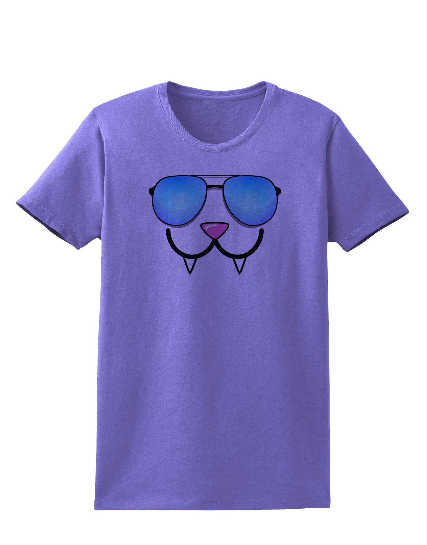 Kyu-T Face - Fangs Cool Sunglasses Womens T-Shirt-Womens T-Shirt-TooLoud-Violet-X-Small-Davson Sales