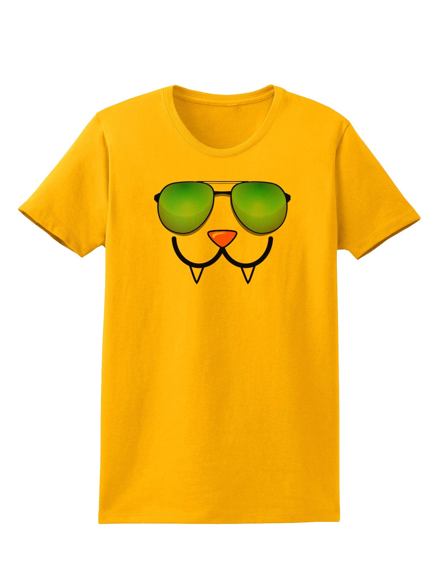 Kyu-T Face - Fangs Cool Sunglasses Womens T-Shirt-Womens T-Shirt-TooLoud-Gold-X-Small-Davson Sales