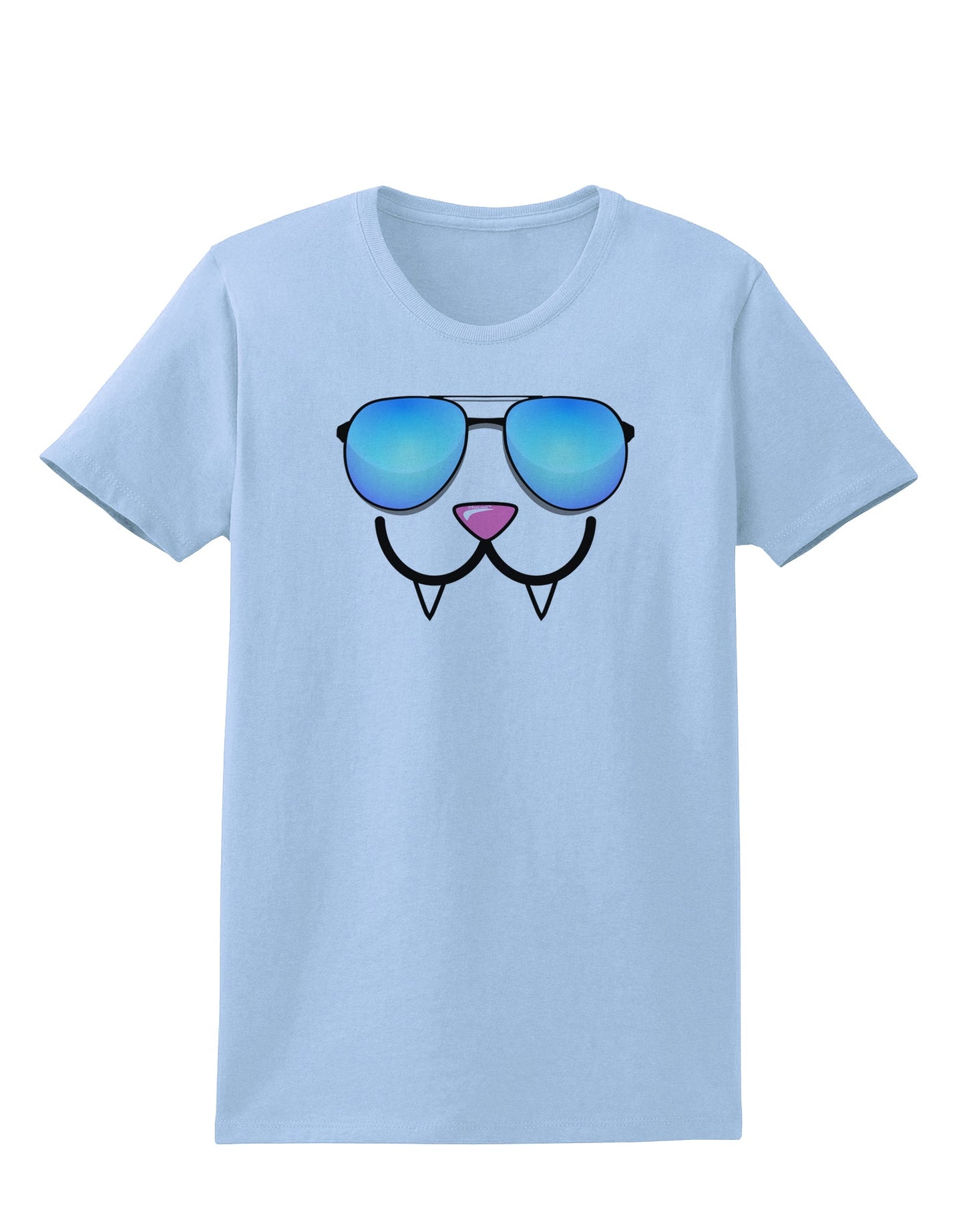 Kyu-T Face - Fangs Cool Sunglasses Womens T-Shirt-Womens T-Shirt-TooLoud-Light-Blue-X-Small-Davson Sales