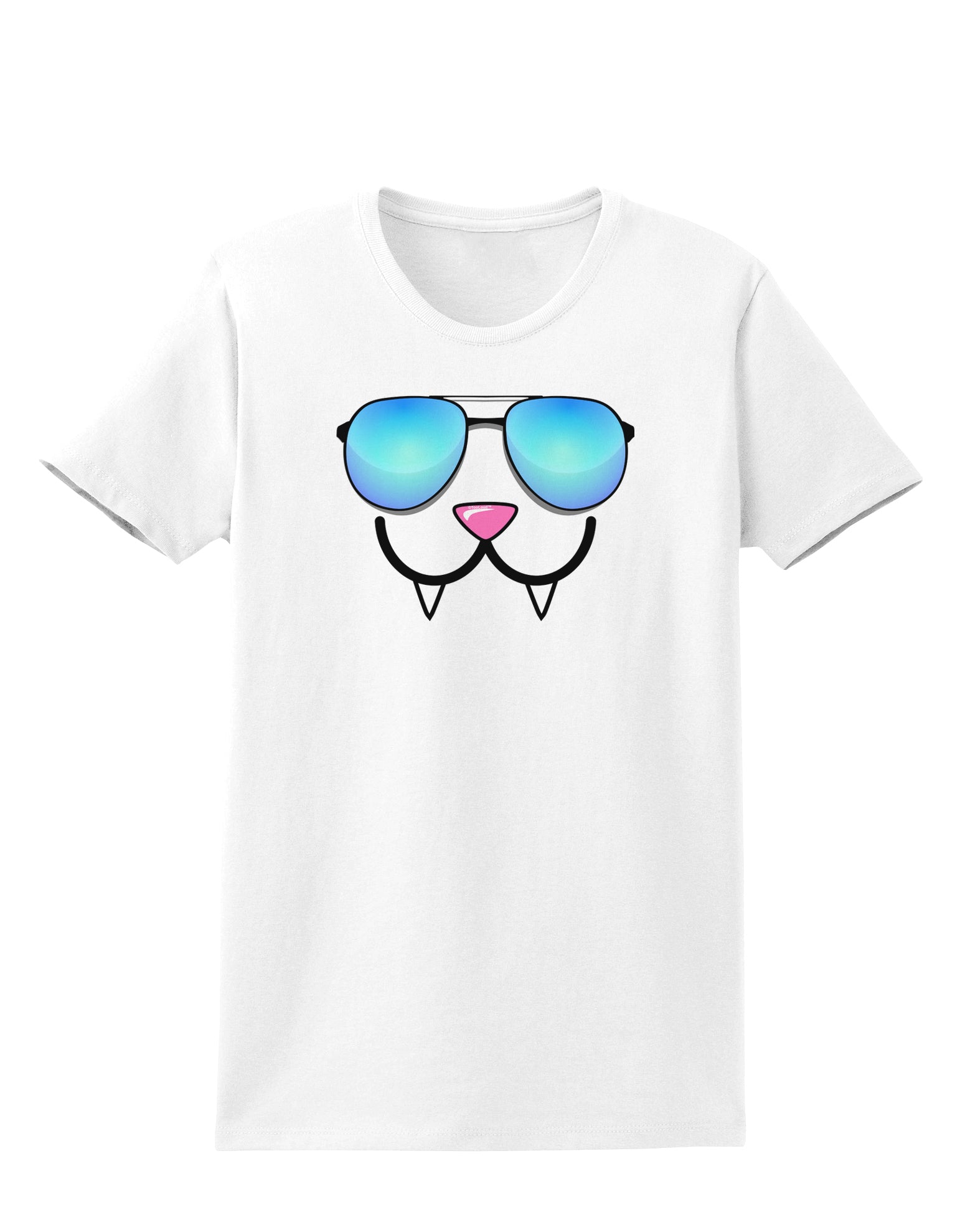 Kyu-T Face - Fangs Cool Sunglasses Womens T-Shirt-Womens T-Shirt-TooLoud-White-X-Small-Davson Sales
